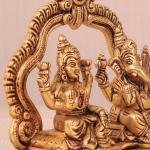 Pure Brass Lord Ganesha & Lakshmi Combined Idol | 5.5" x 6" x 2.7" Divine Murti | 1.8 kg Temple Art | United Deities Sculpture | Sacred Gift | Jaipurio